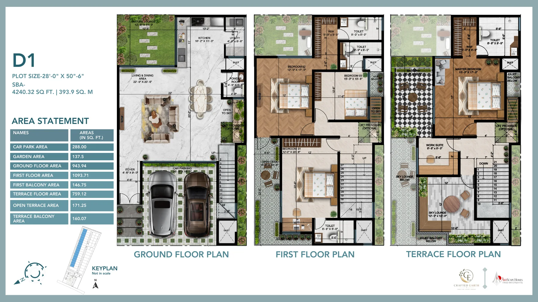 D1 configuration floor plan for Bodhi Villas