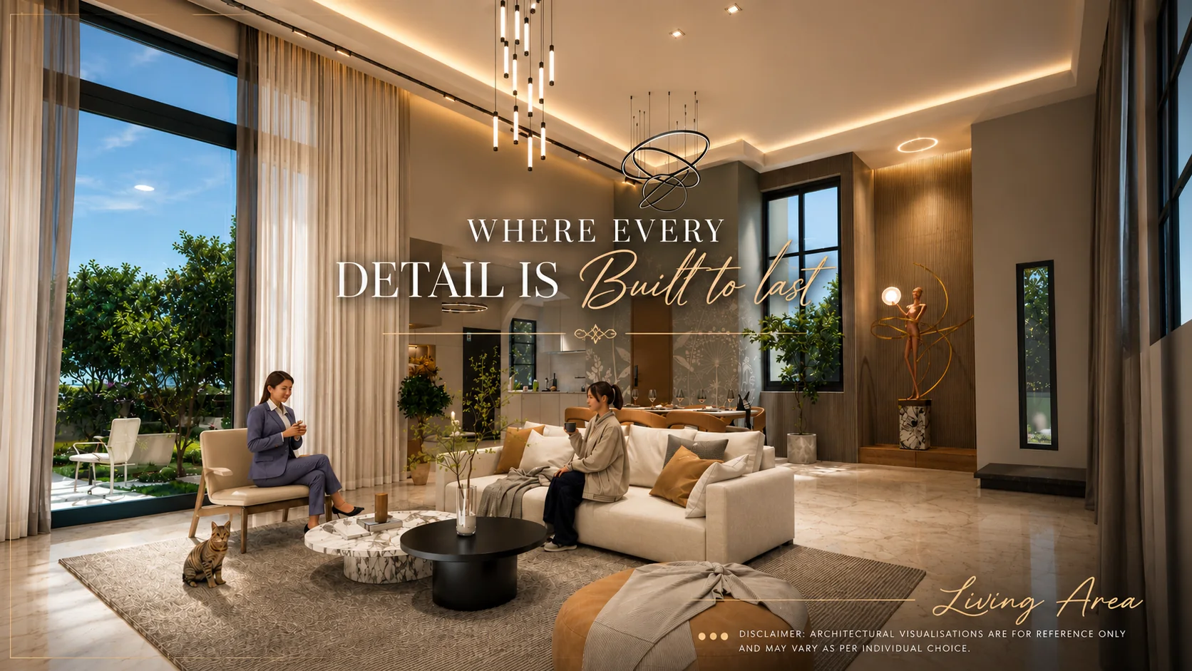 Architectural visualisation of a landscaped private patio at Bodhi Villas